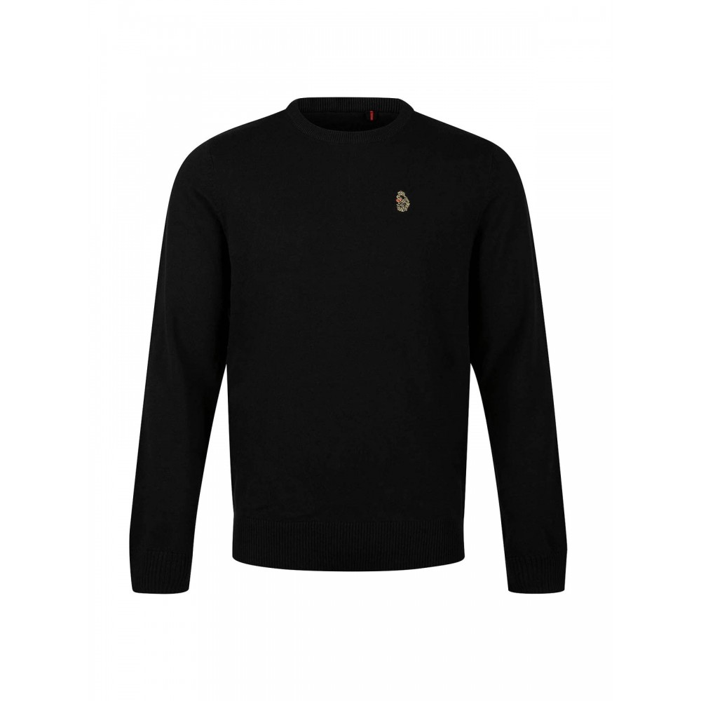 Luke 1977 Gerard 3 Crew Neck Knitted Jumper - Black