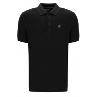 FILA SANDER TEXTURED KNIT POLO SHIRT - BLACK