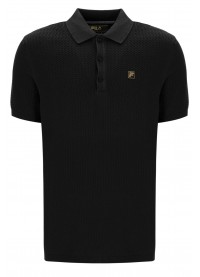 FILA SANDER TEXTURED KNIT POLO SHIRT - BLACK