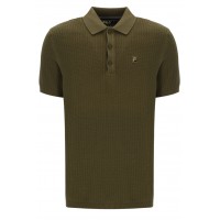 FILA SANDER TEXTURED KNIT POLO SHIRT - DARK OLIVE