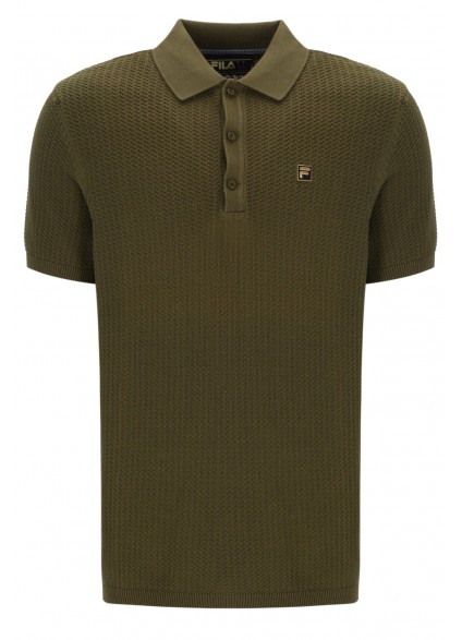 FILA SANDER TEXTURED KNIT POLO SHIRT - DARK OLIVE