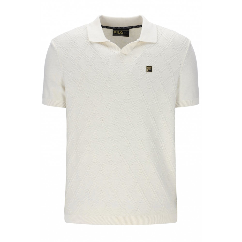 FILA DENNY DIAMOND KNIT OPEN COLLAR POLO - COCONUT MILK