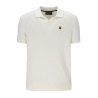 FILA DENNY DIAMOND KNIT OPEN COLLAR POLO - COCONUT MILK