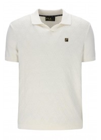 FILA DENNY DIAMOND KNIT OPEN COLLAR POLO - COCONUT MILK