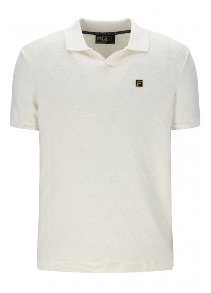 FILA DENNY DIAMOND KNIT OPEN COLLAR POLO - COCONUT MILK FILA DENNY DIAMOND KNIT OPEN COLLAR POLO - COCONUT MILK