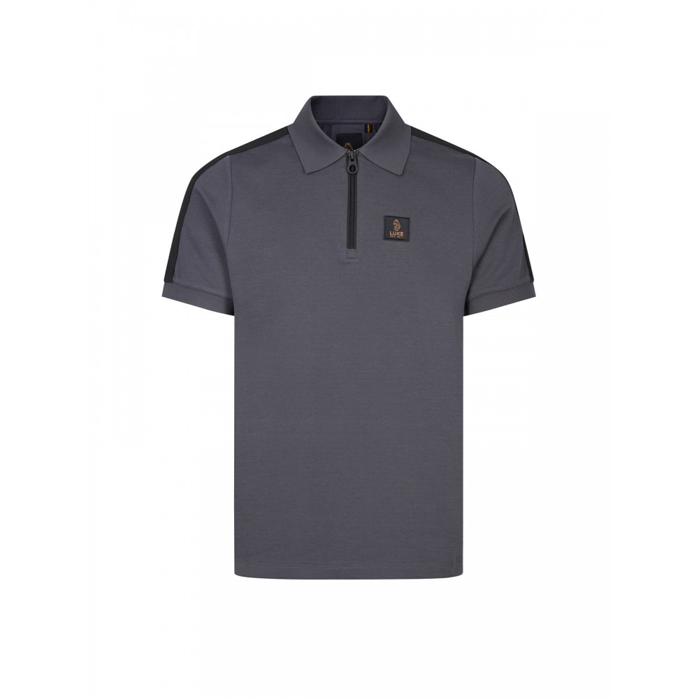 Luke 1977 Caltech 1000 Pique Zip Neck Polo Shirt - Charcoal