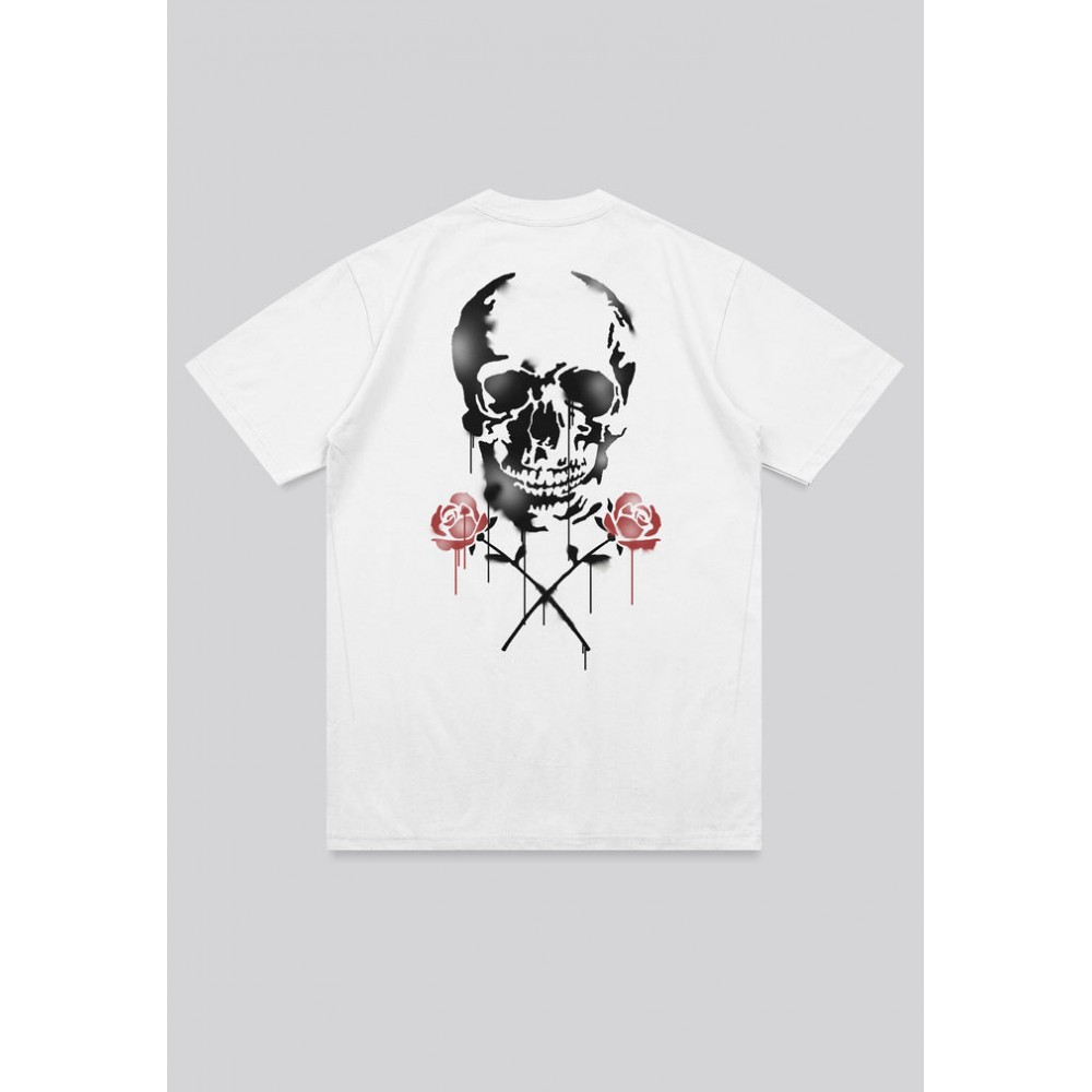 Religion Skull Stencil Graphic T-shirt - Off White