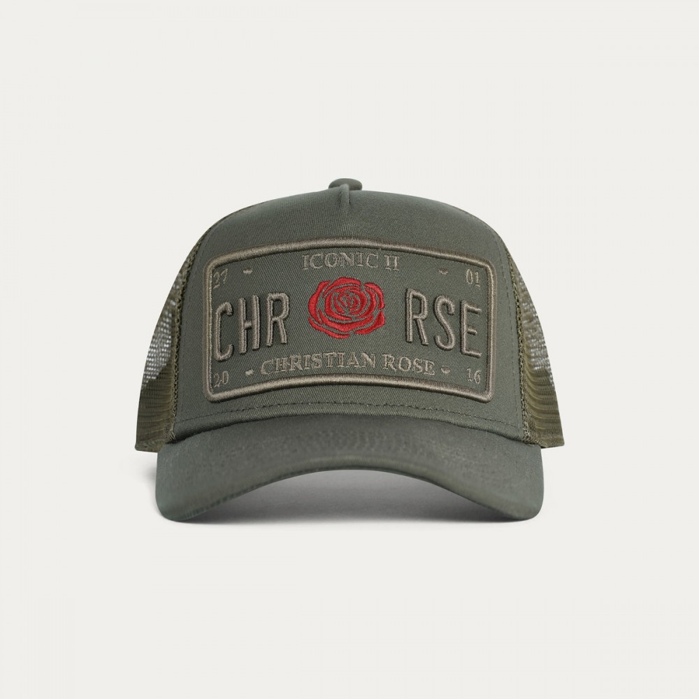 Christian Rose Iconic II Red Rose Cap -  Olive   /   Olive   /   Red