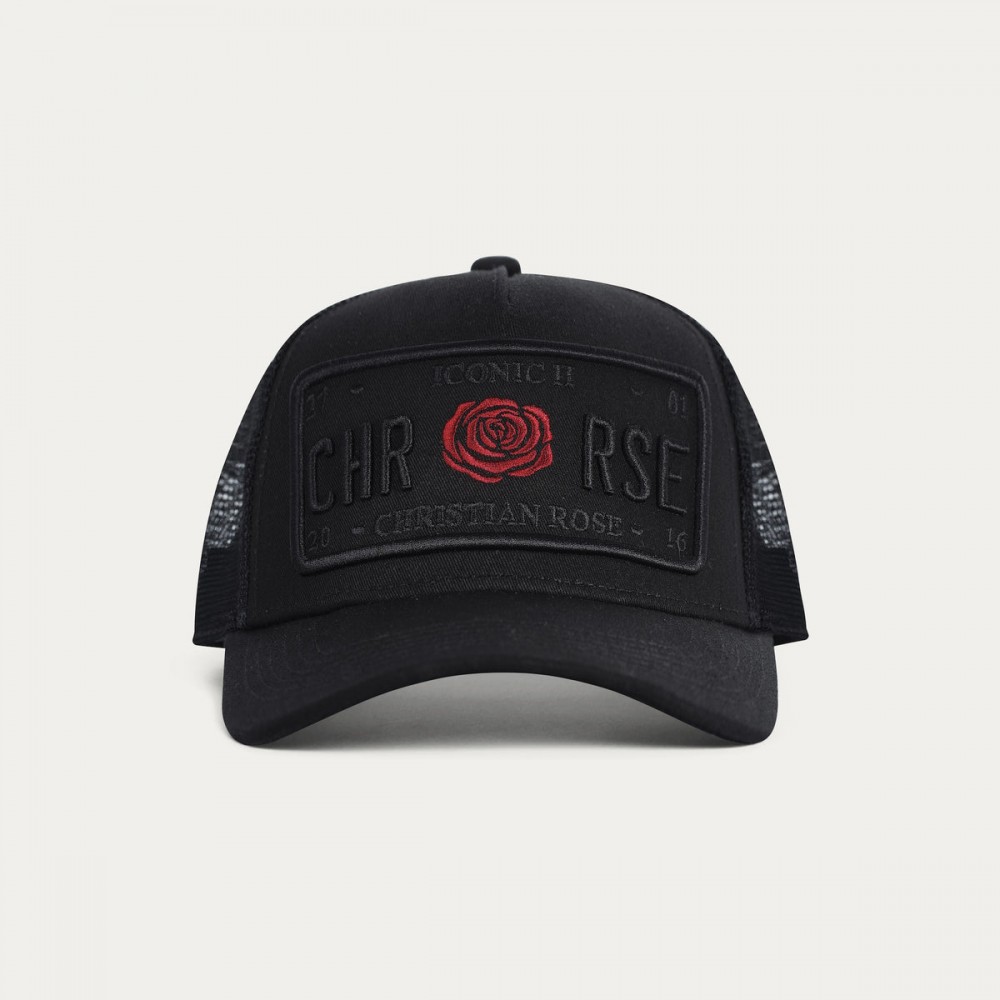 Christian Rose Iconic II Red Rose Cap -  Black   /   Black   /   Red