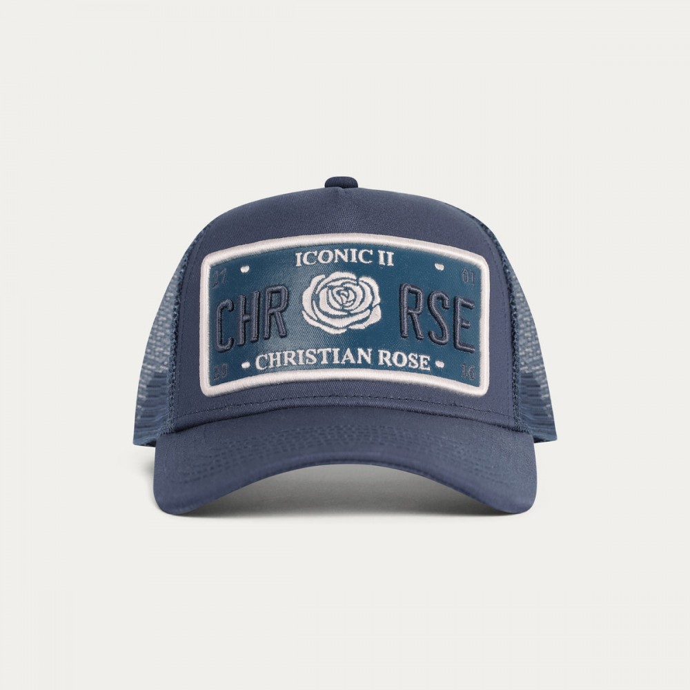 Christian Rose Vinyl Plate Cap - Navy   /   White