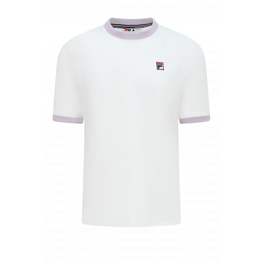 FILA MARCONI ESSENTIAL RINGER T-SHIRT - WHITE / MISTY LILAC