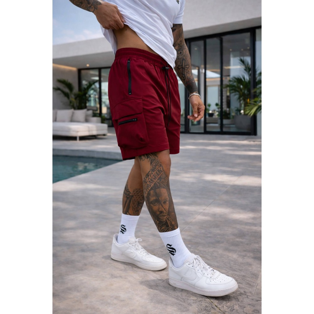 Sinners Attire Raptor Cargo Shorts - Burgundy