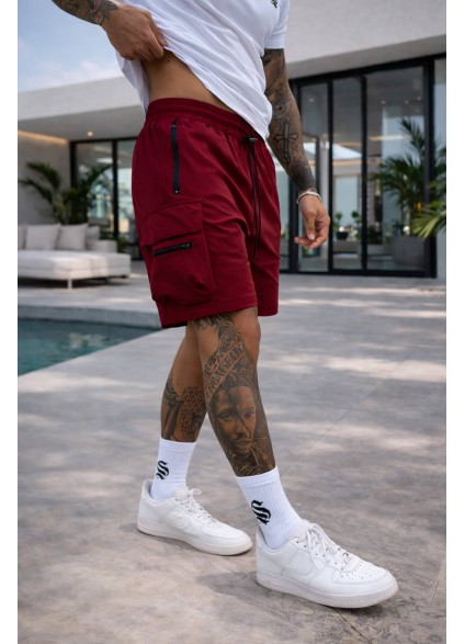 Sinners Attire Raptor Cargo Shorts - Burgundy