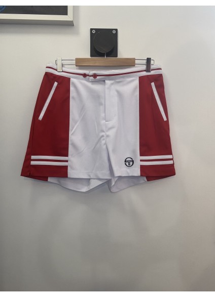 Sergio Tacchini SuperMac Tennis Shorts - White / Adrenaline Rush