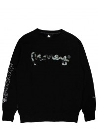 MONEY WOODLAND CAMO FILL CREW - BLACK