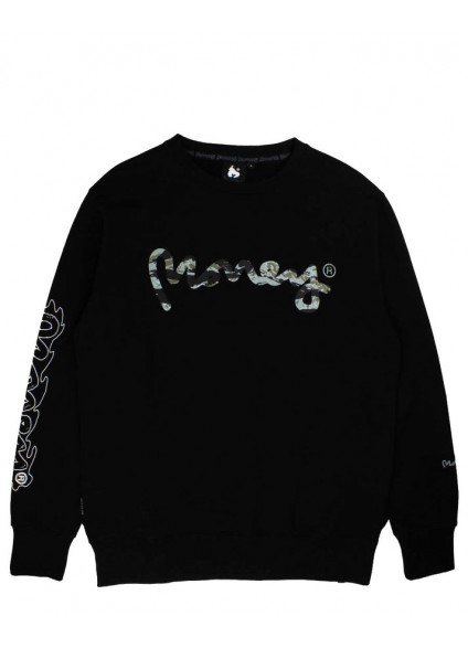 MONEY WOODLAND CAMO FILL CREW - BLACK