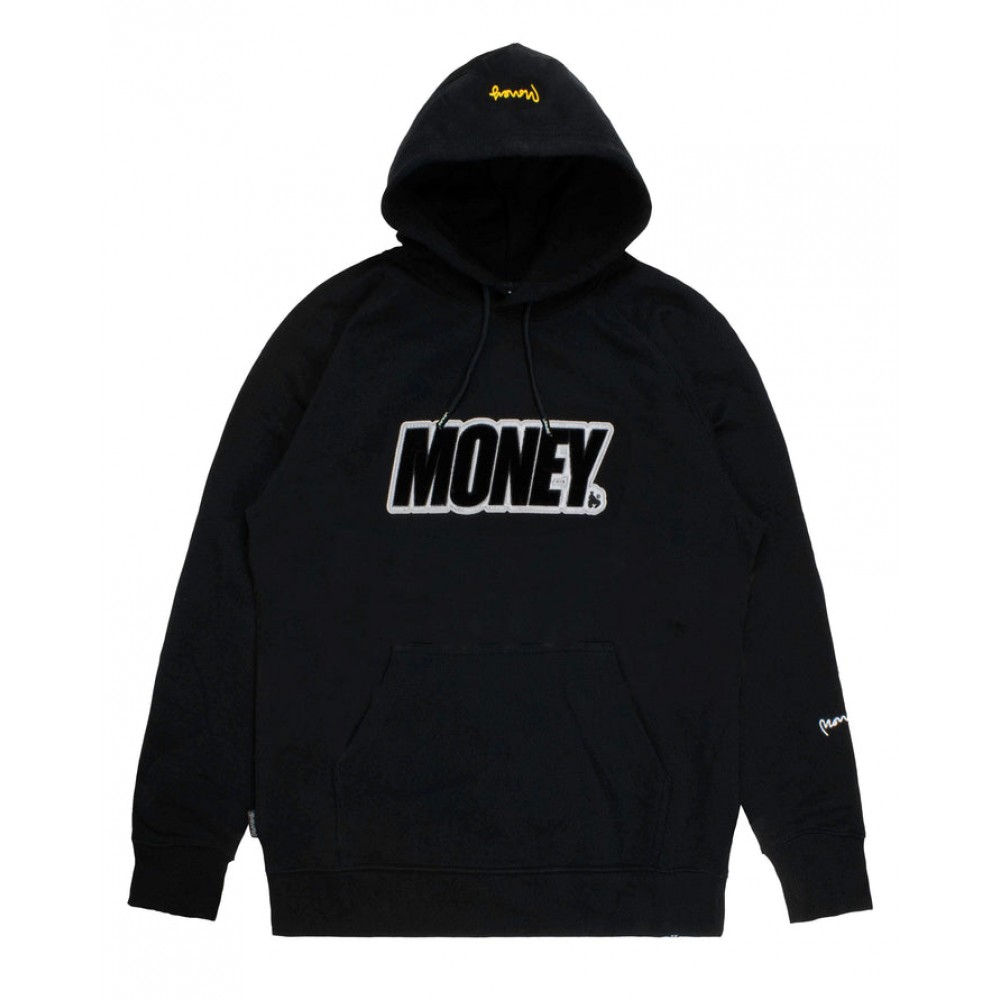 MONEY VELOUR APPLIQUE HOOD - BLACK