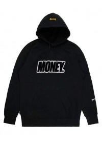 MONEY VELOUR APPLIQUE HOOD - BLACK