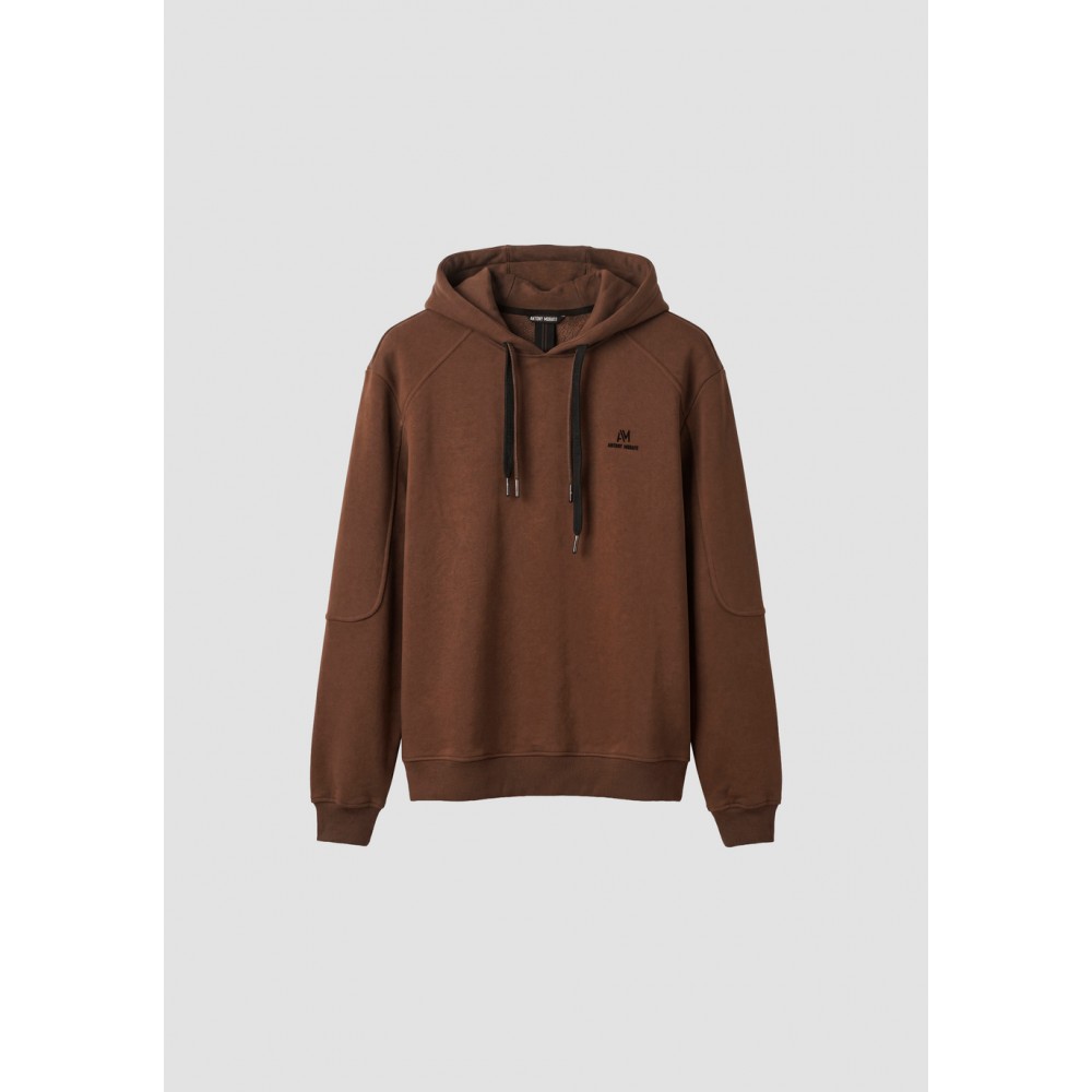 ANTONY MORATO BOXY-FIT HOODIE WITH FLOCK RUBBER LOGO - TOBACCO
