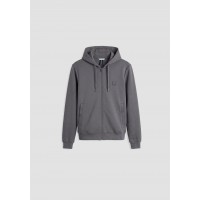ANTONY MORATO REGULAR-FIT HOODIE IN COTTON INTERLOCK WITH LOGO PATCH - GREY