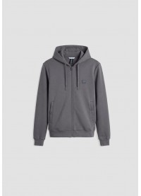 ANTONY MORATO REGULAR-FIT HOODIE IN COTTON INTERLOCK WITH LOGO PATCH - GREY ANTONY MORATO REGULAR-FIT HOODIE IN COTTON INTERLOCK WITH LOGO PATCH - GREY