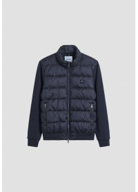 ANTONY MORATO SLIM-FIT COAT IN PADDED SHIOZE NYLON WITH SCUBA INSERTS - MARINE BLUE