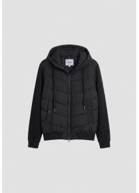 ANTONY MORATO SLIM-FIT COAT IN PADDED TECHNO FABRIC WITH CONTRAST INSERTS - BLACK ANTONY MORATO SLIM-FIT COAT IN PADDED TECHNO FABRIC WITH CONTRAST INSERTS - BLACK