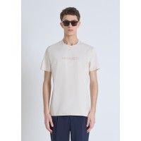 ANTONY MORATO T-SHIRT REGULAR FIT IN JERSEY COTTON WITH FOAM LOGO PRINT - PAPER COLOURWAY