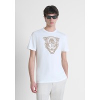 ANTONY MORATO T-SHIRT REGULAR FIT IN JERSEY COTTON WITH PRINT - CREAM COLOURWAY