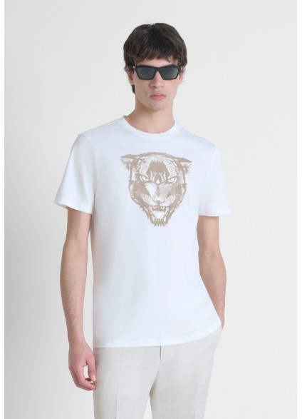 ANTONY MORATO T-SHIRT REGULAR FIT IN JERSEY COTTON WITH PRINT - CREAM COLOURWAY