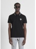 ANTONY MORATO REGULAR-FIT COTTON PIQUE POLO SHIRT WITH TIGER PATCH - BLACK COLOURWAY