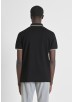 ANTONY MORATO REGULAR-FIT COTTON PIQUE POLO SHIRT WITH TIGER PATCH - BLACK COLOURWAY