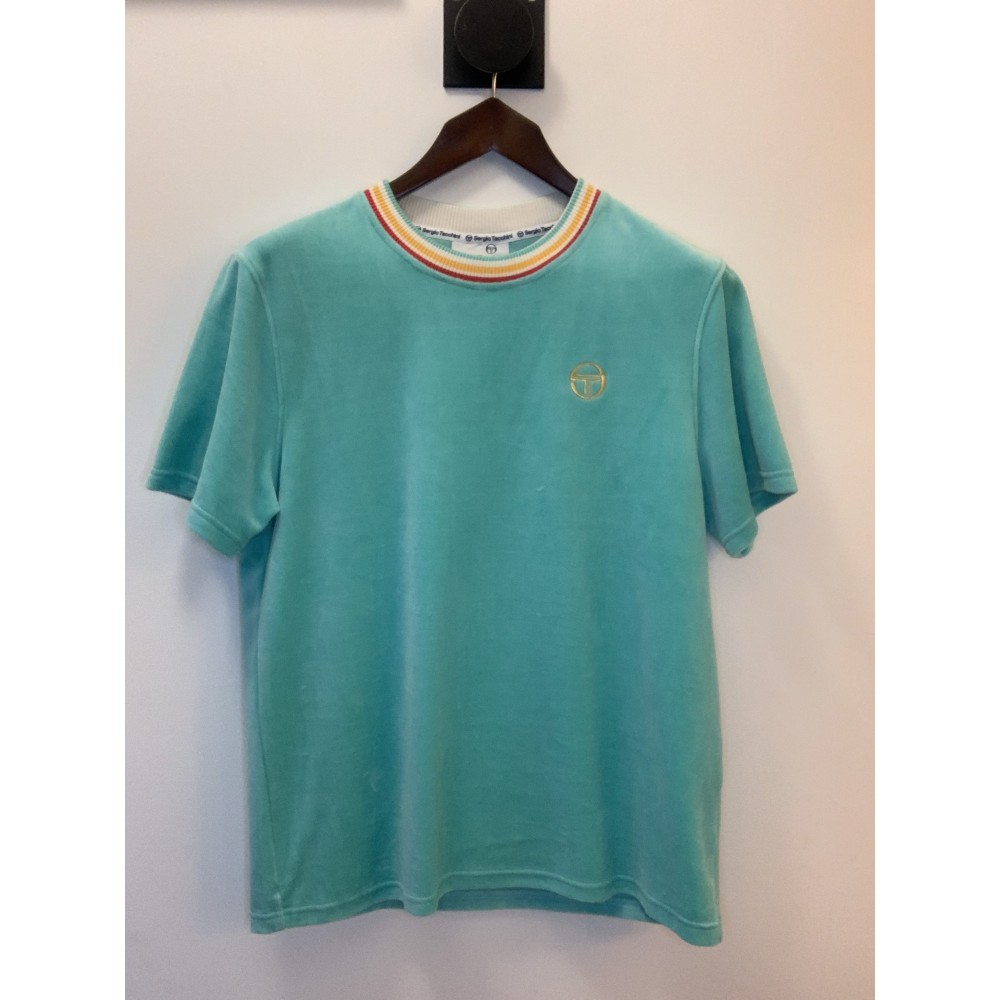Sergio Tacchini Slice Velour T-Shirt - Pool Blue
