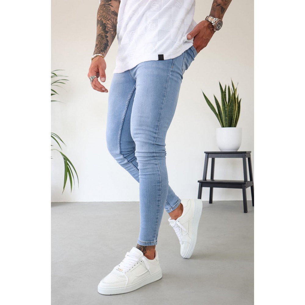 Sinners Attire Non Rip Jeans - Light Blue