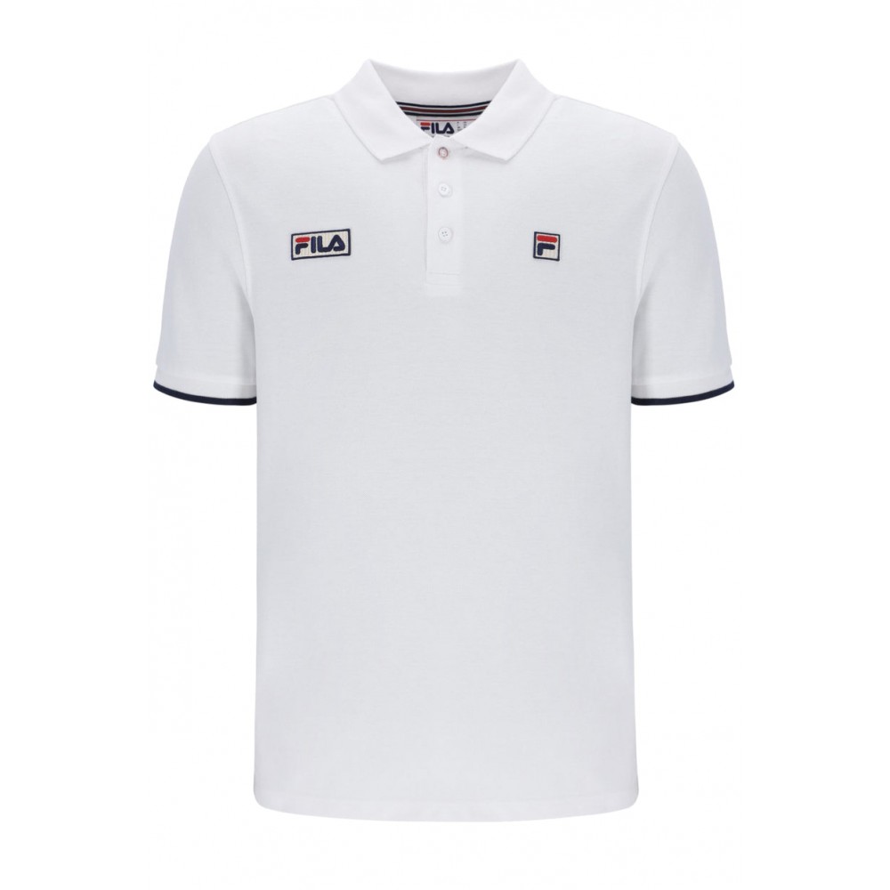 FILA PABLO THREE BUTTON TIPPED RIB BASIC POLO - WHITE