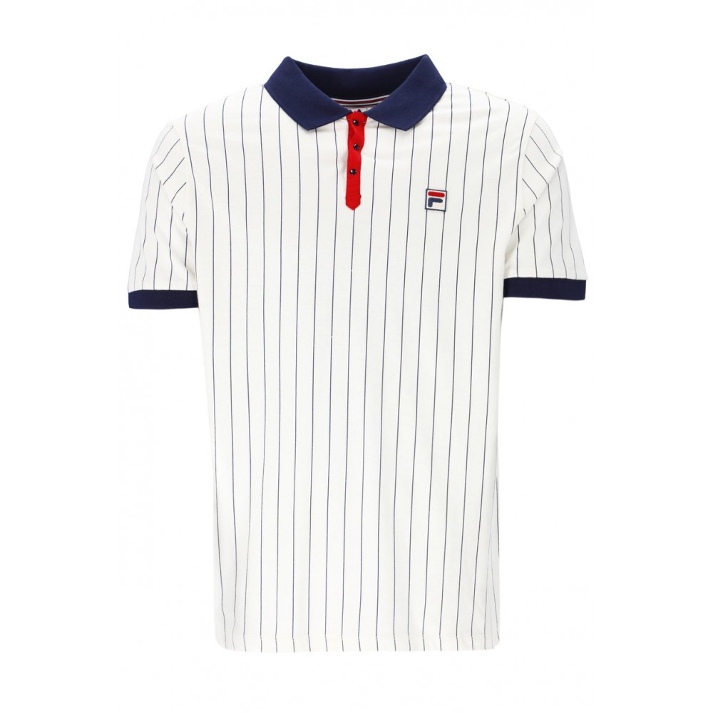 FILA BB1 CLASSIC VINTAGE STRIPED POLO - WHITE