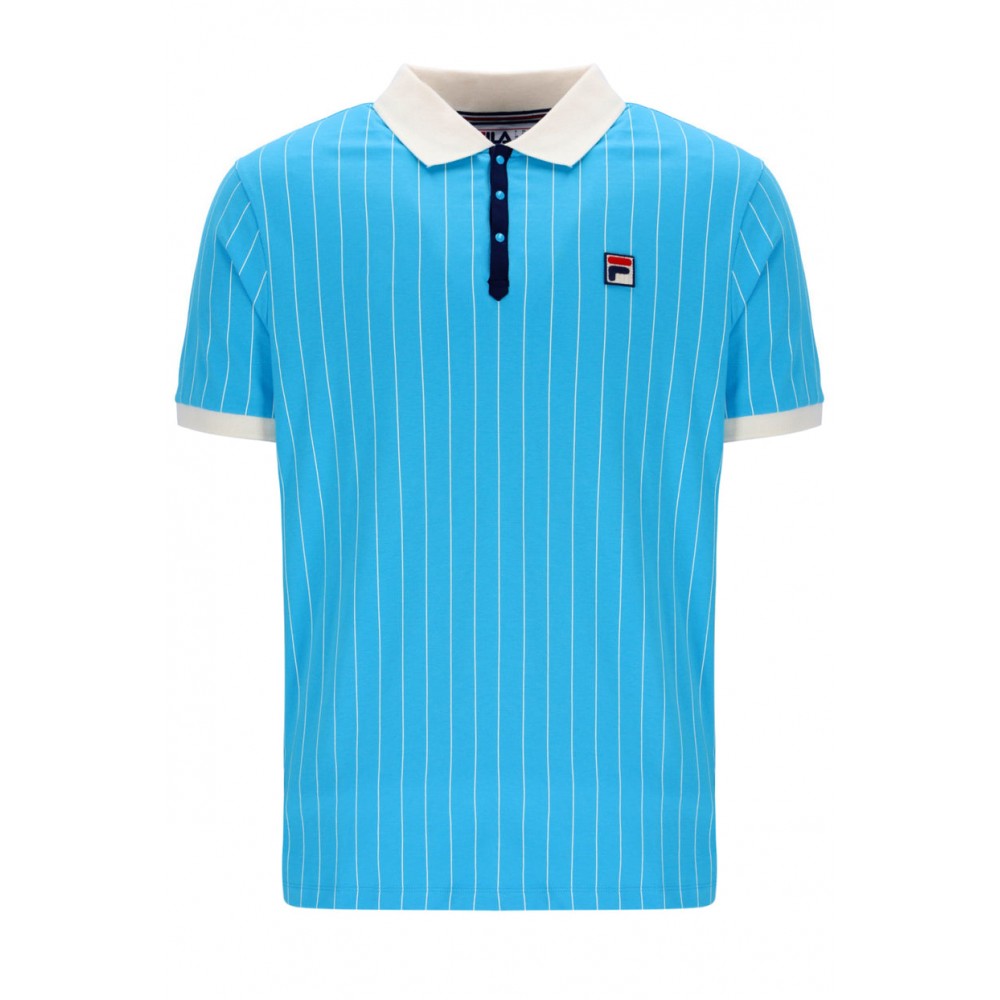 FILA BB1 CLASSIC VINTAGE STRIPED POLO - CYAN