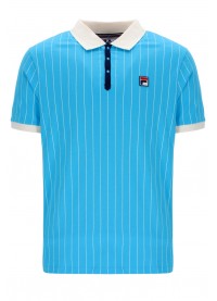 FILA BB1 CLASSIC VINTAGE STRIPED POLO - CYAN