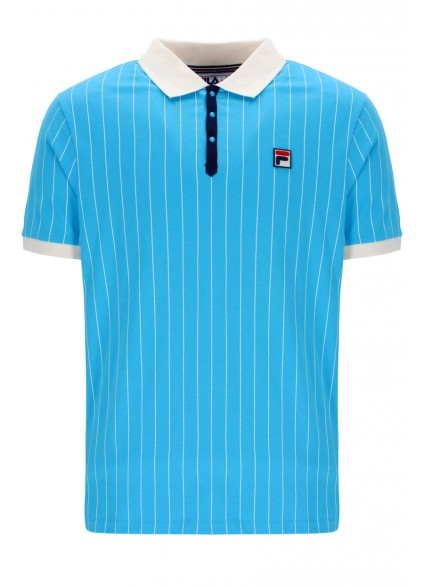 FILA BB1 CLASSIC VINTAGE STRIPED POLO - CYAN