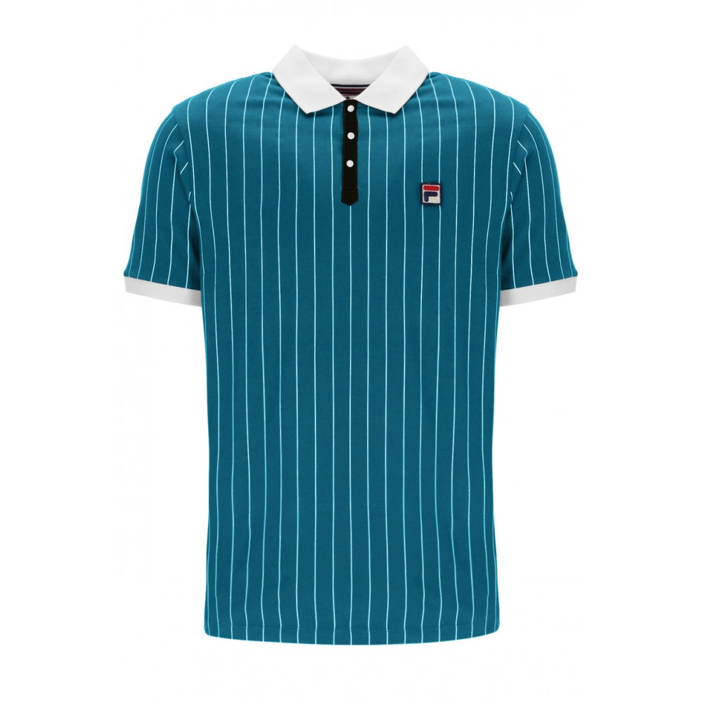 FILA BB1 CLASSIC VINTAGE STRIPED POLO - DEEP  LAGOON