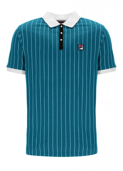 FILA BB1 CLASSIC VINTAGE STRIPED POLO - DEEP  LAGOON