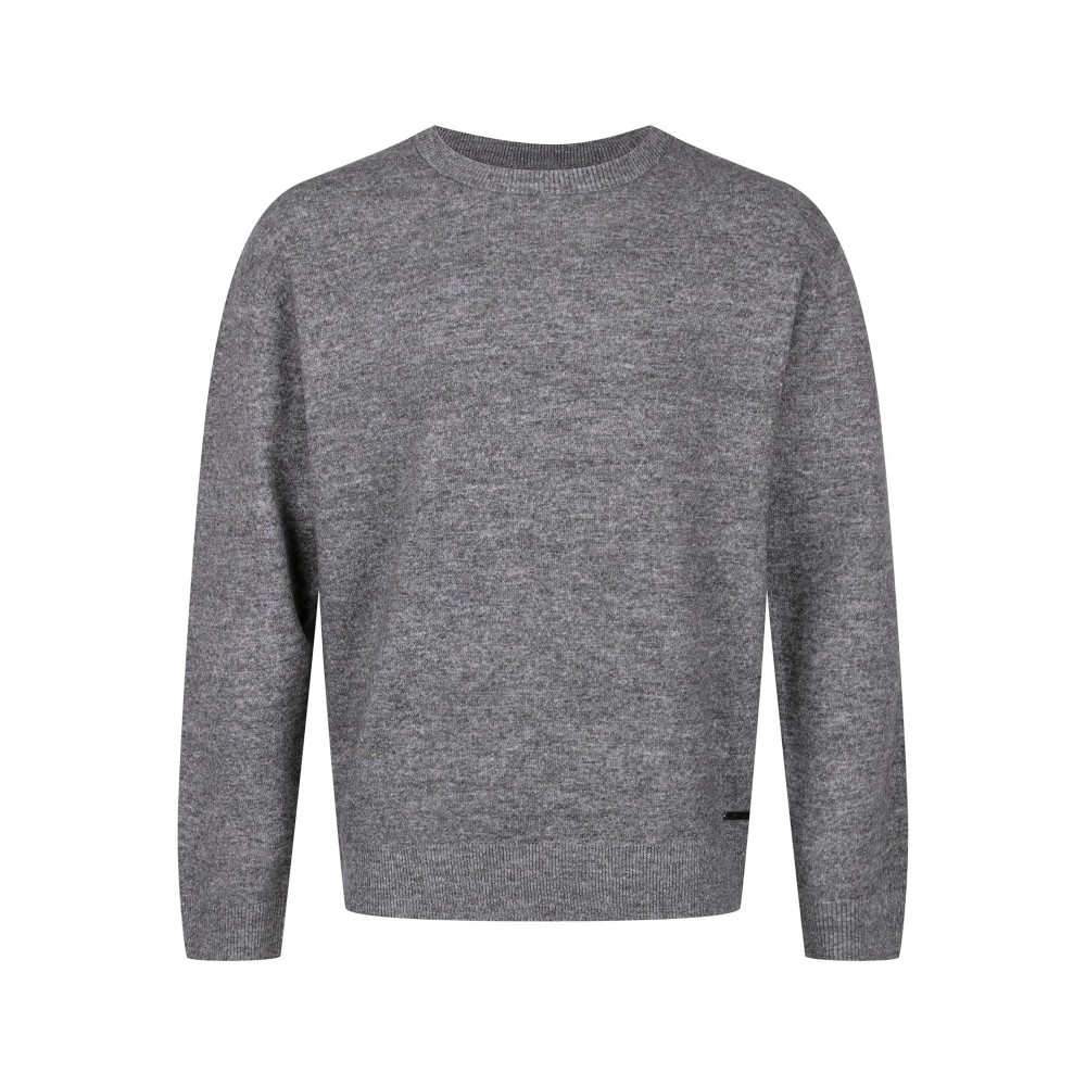 Luke 1977 Salcombe Crew Knit - Mid Marl Grey