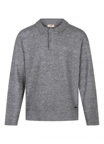Luke 1977 Kingsbridge Button Through L/S Polo - Mid Marl Grey Luke 1977 Kingsbridge Button Through L/S Polo - Mid Marl Grey