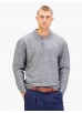 Luke 1977 Kingsbridge Button Through L/S Polo - Mid Marl Grey Luke 1977 Kingsbridge Button Through L/S Polo - Mid Marl Grey