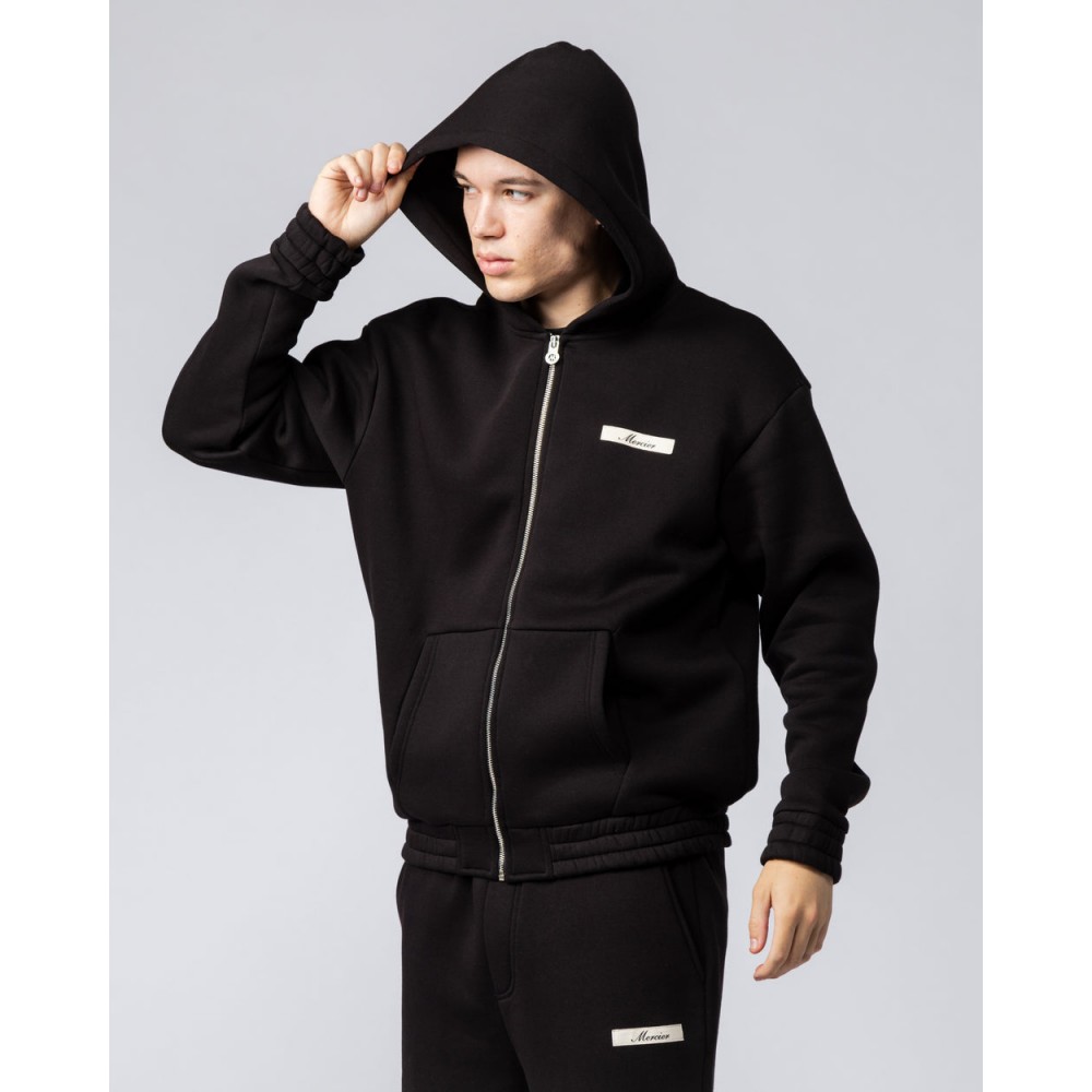 Mercier Script Zip Up Hoodie - Black