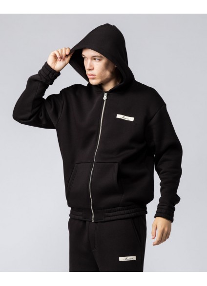 Mercier Script Zip Up Hoodie - Black