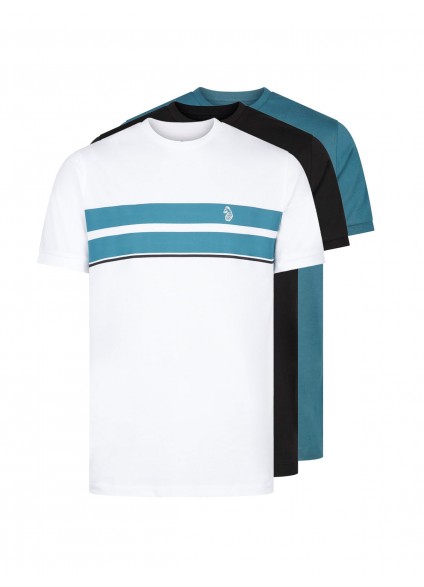 Luke 1977 Johnys 3-Pack Crew T-Shirts - Black/Teal/Stripe