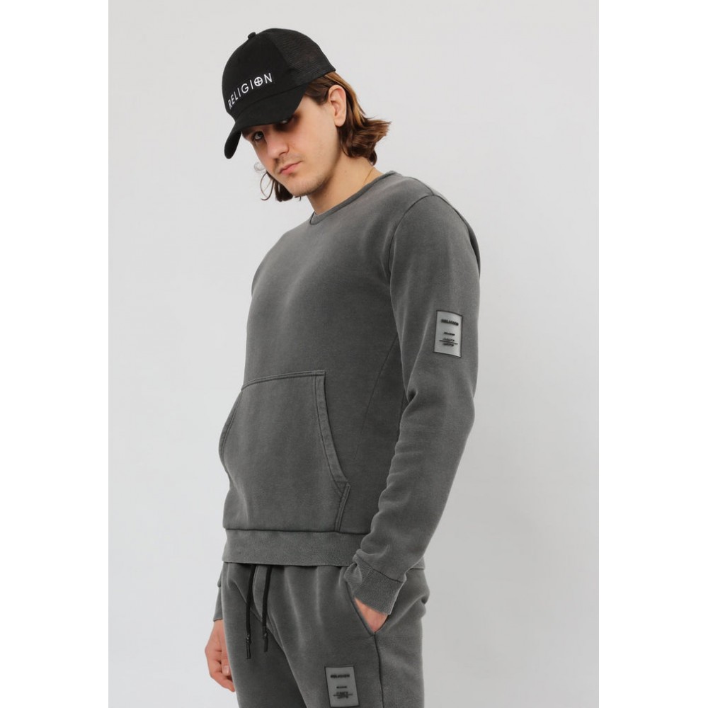 Religion Acid Tag Sweat - Washed Charcoal