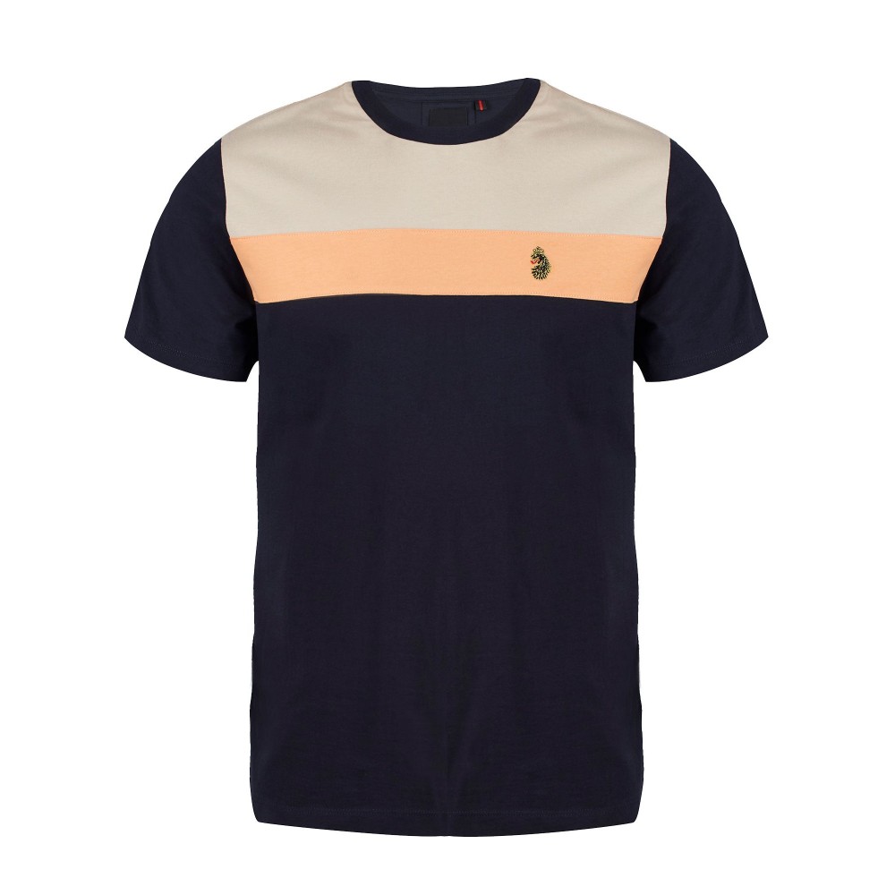 Luke 1977 Millko Pecker Tape Panelled T-Shirt - Dark Navy