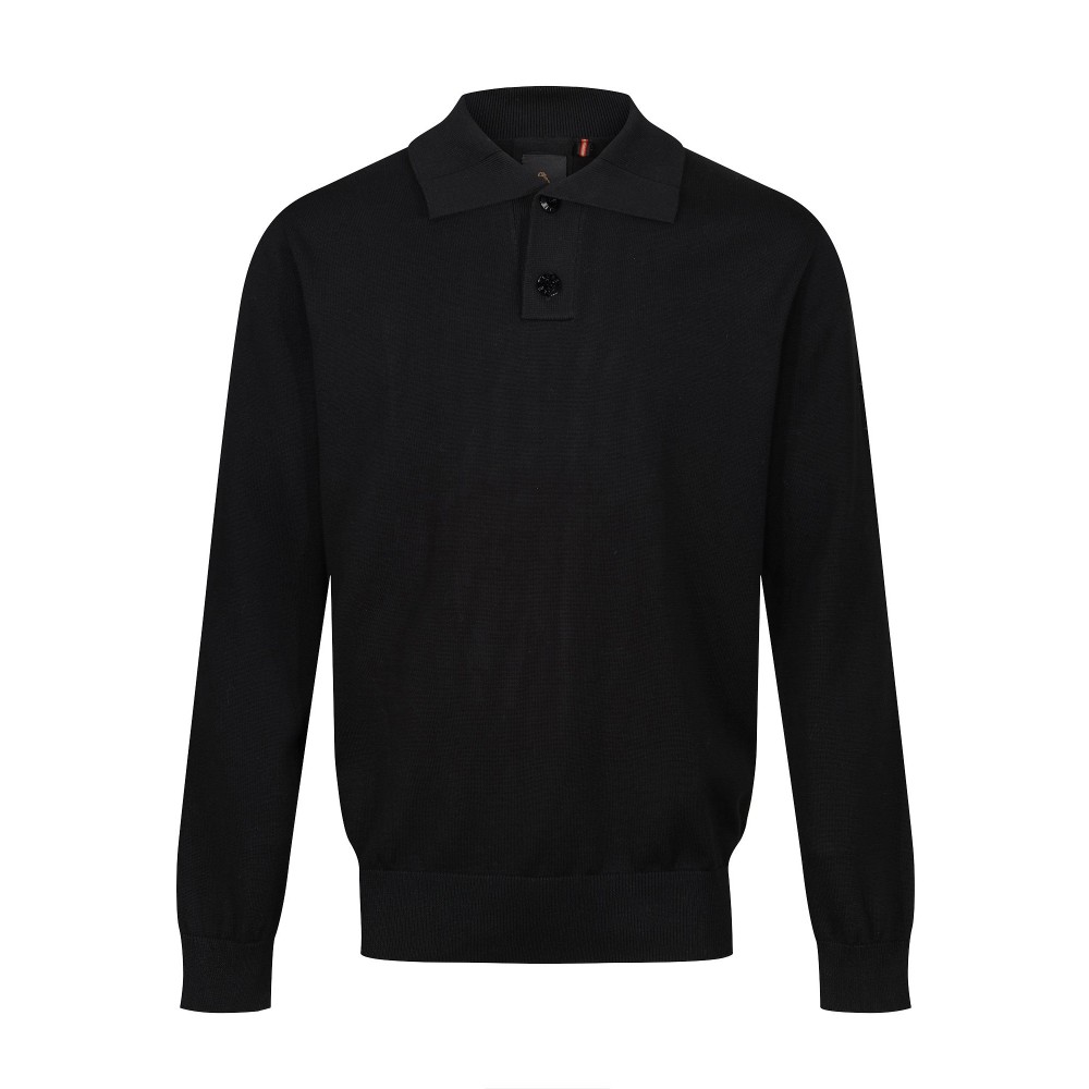 Luke 1977 Fairbanks Long Sleeve Knitted Polo - Black